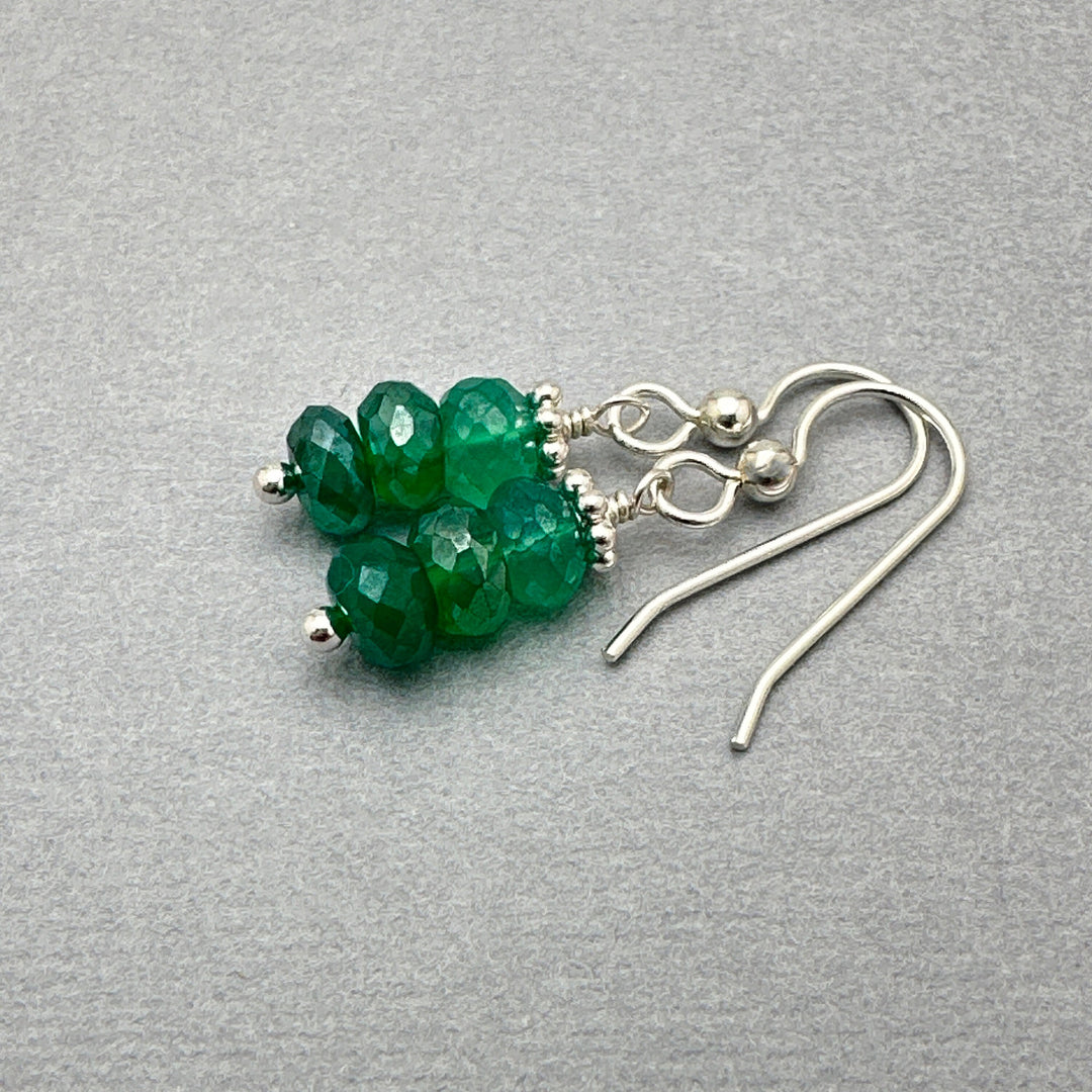 Mystic Green Onyx and Sterling Silver Earrings. Faceted Bling Sparkly - SunlightSilver