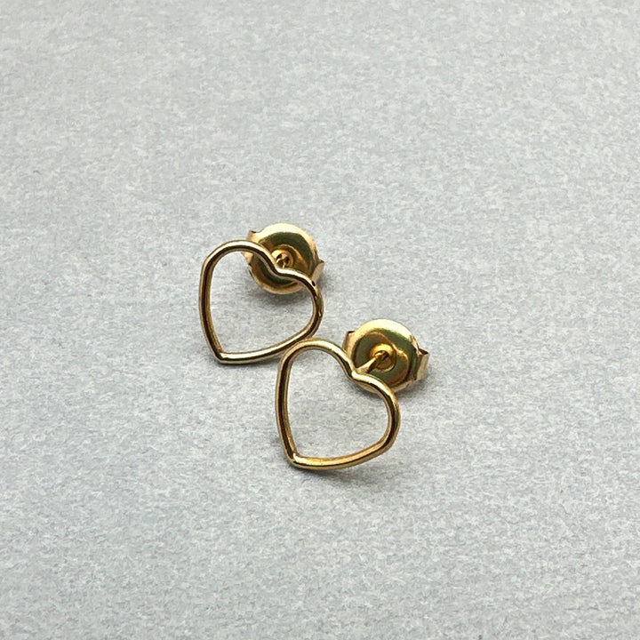 Gold Heart Stud Earrings - 14k Yellow Gold Fill, Love Symbol Gift For Her Jewelry, Post Earrings - SunlightSilver