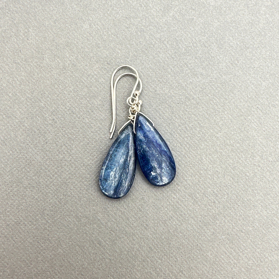 Blue Kyanite Drop and Sterling Silver Earrings - SunlightSilver