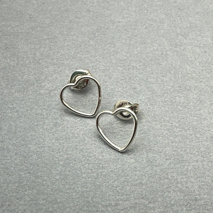 Heart Stud Earrings in Solid 925 Sterling Silver. Love Symbol Post Earrings - SunlightSilver