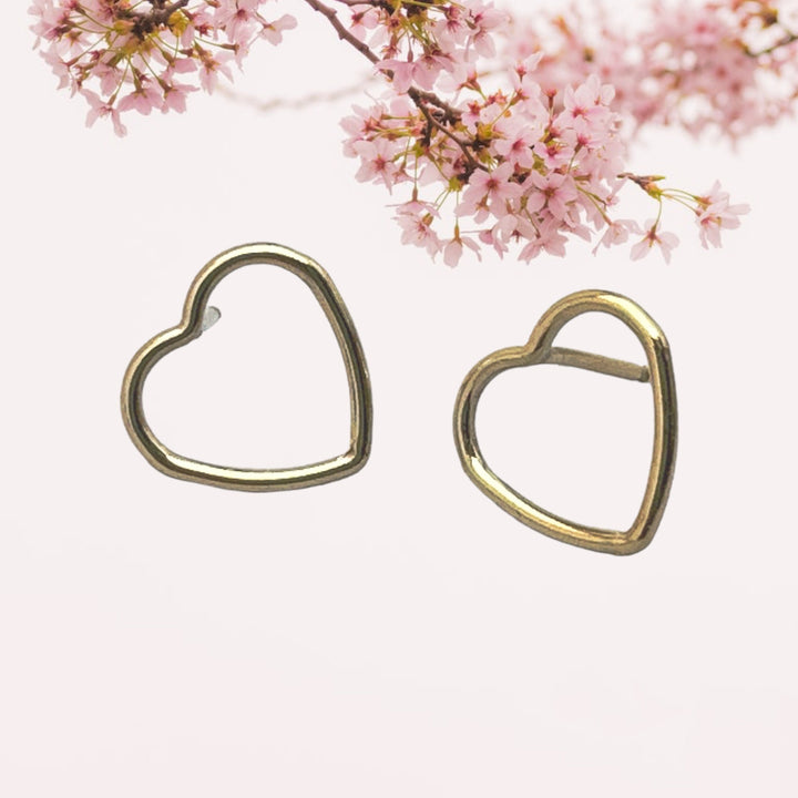 Heart Stud Earrings in 14k Yellow Gold Fill. Love Symbol Post Earrings - SunlightSilver