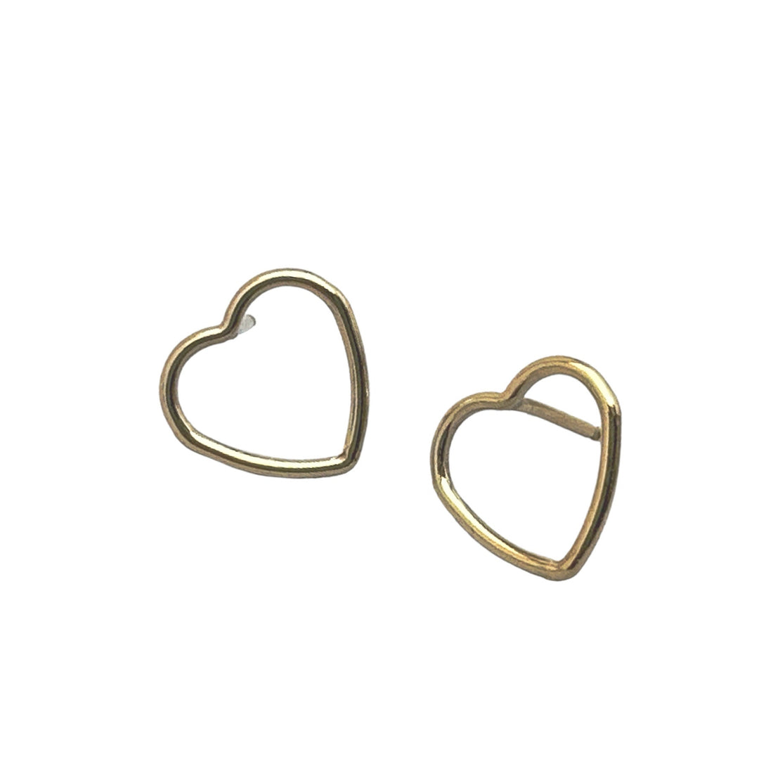 Heart Stud Earrings in 14k Yellow Gold Fill. Love Symbol Post Earrings - SunlightSilver