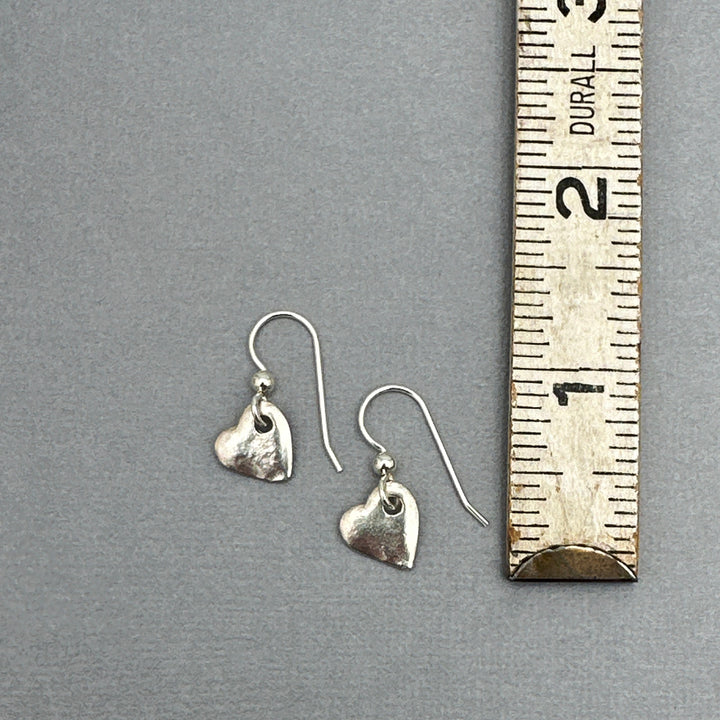 Silver Heart Charm Earrings Solid 925 Sterling Silver - SunlightSilver