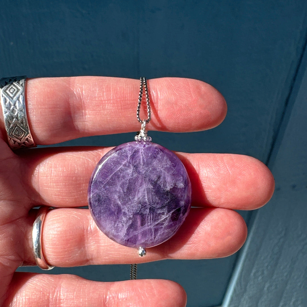 Amethyst Crystal Sterling Silver Necklace - SunlightSilver