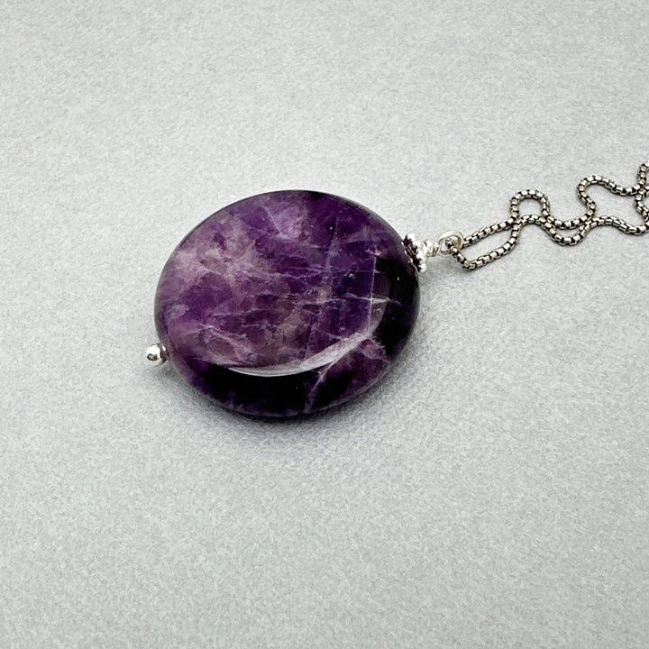 Amethyst Crystal Sterling Silver Necklace - SunlightSilver