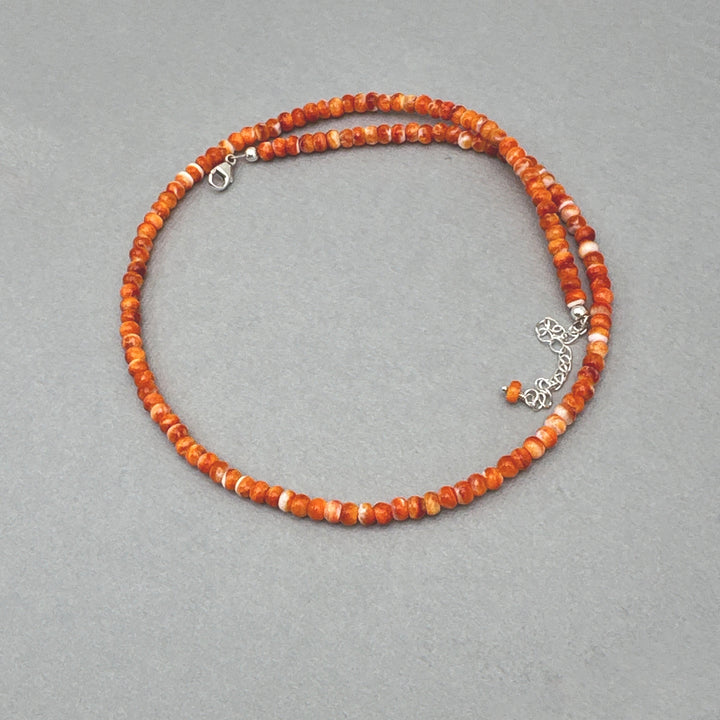 Orange Red Spiny Oyster and Solid 925 Sterling Silver - SunlightSilver