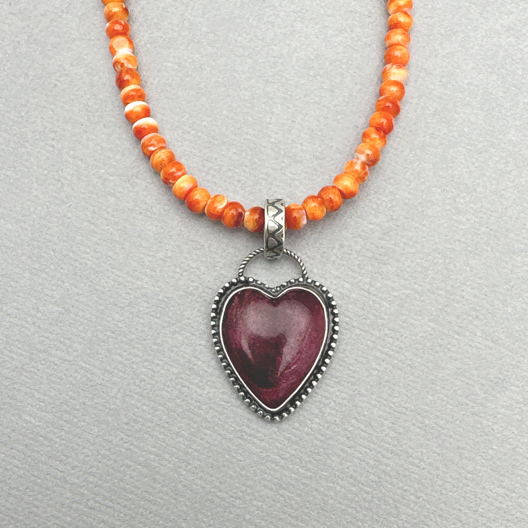 Orange Red Spiny Oyster and Solid 925 Sterling Silver - SunlightSilver