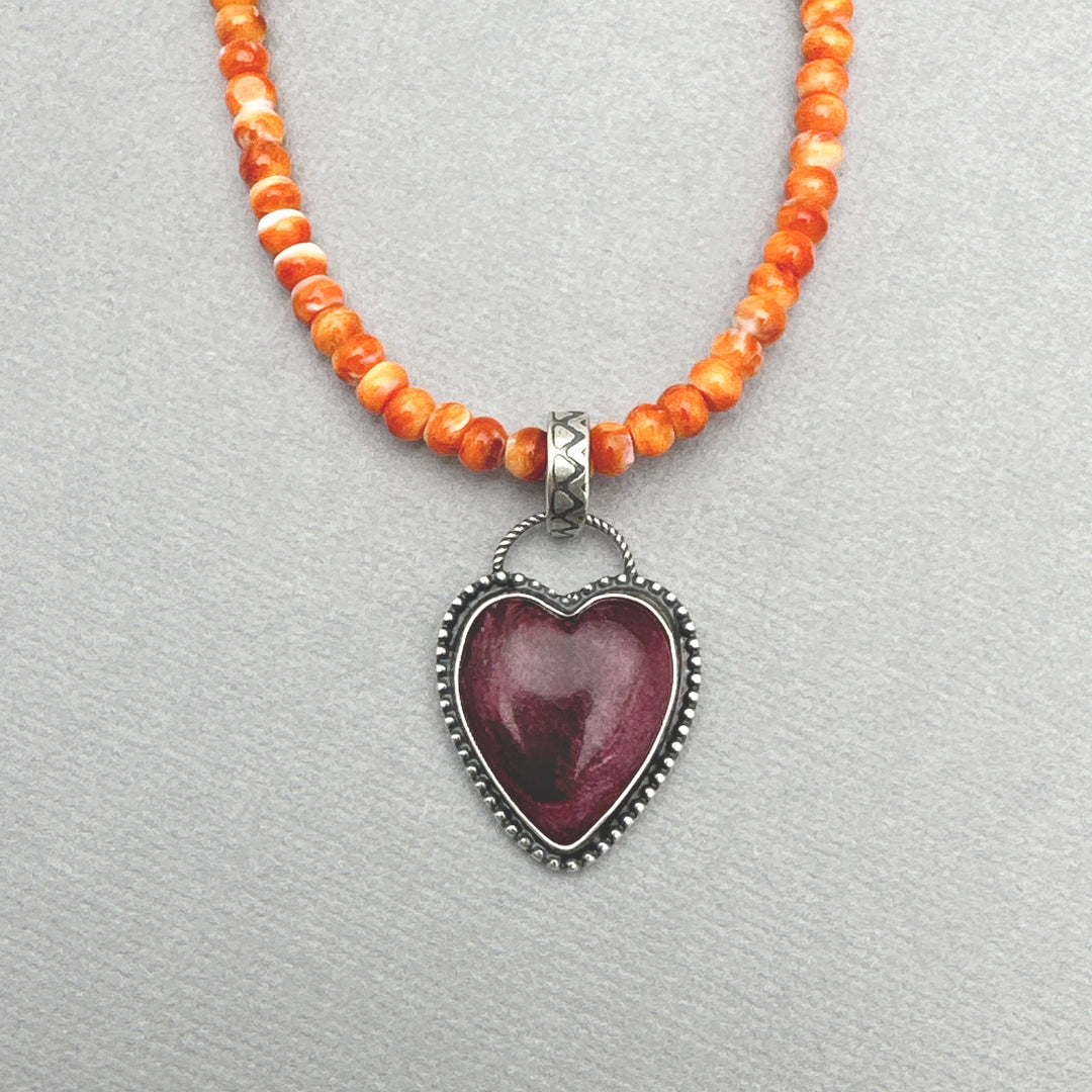 Orange-Red Spiny Oyster and Solid 925 Sterling Silver - SunlightSilver