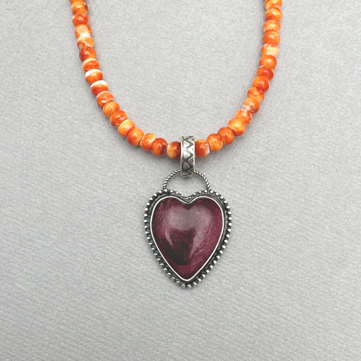 Orange-Red Spiny Oyster and Solid 925 Sterling Silver - SunlightSilver