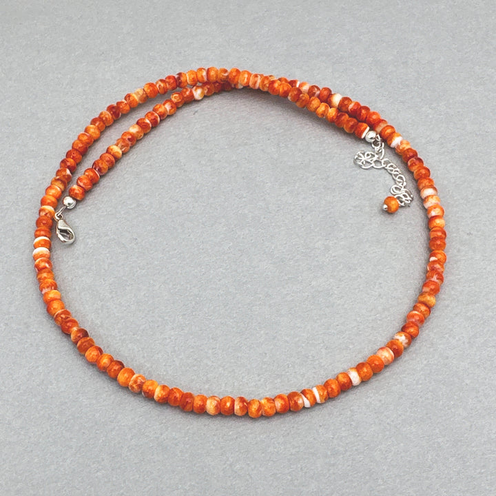 Orange Red Spiny Oyster and Solid 925 Sterling Silver - SunlightSilver