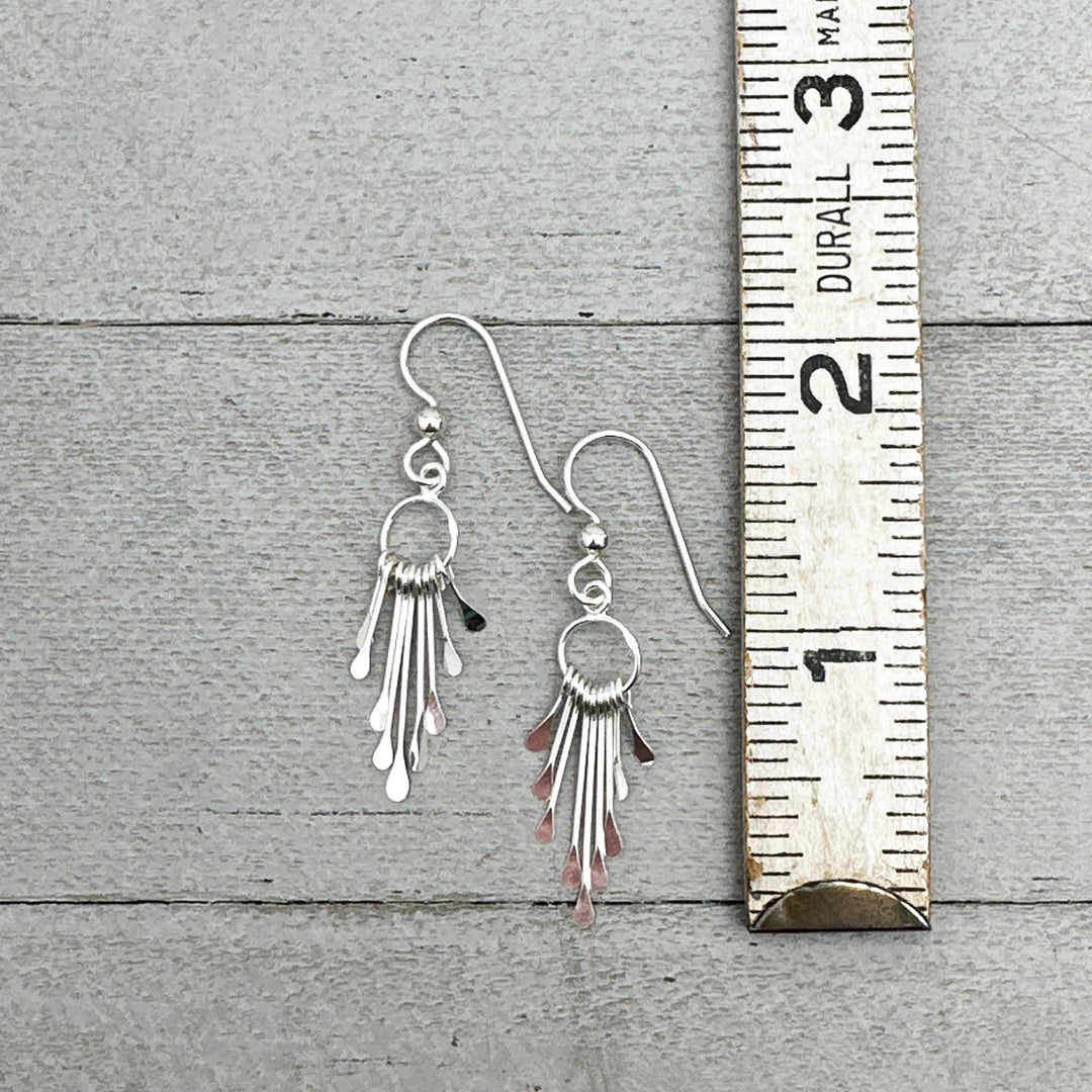 Sterling Silver Sunburst Tassel Earrings - SunlightSilver