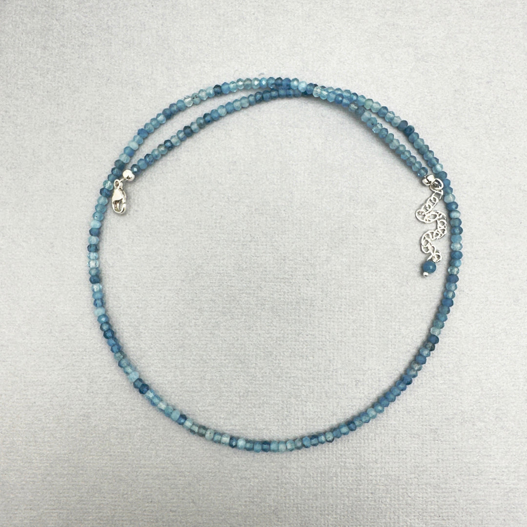 Faceted Beaded Aquamarine and Sterling Silver Silver Necklace - SunlightSilver