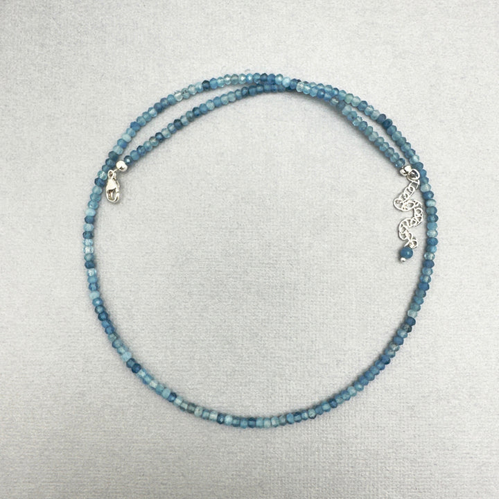 Faceted Beaded Aquamarine and Sterling Silver Silver Necklace - SunlightSilver