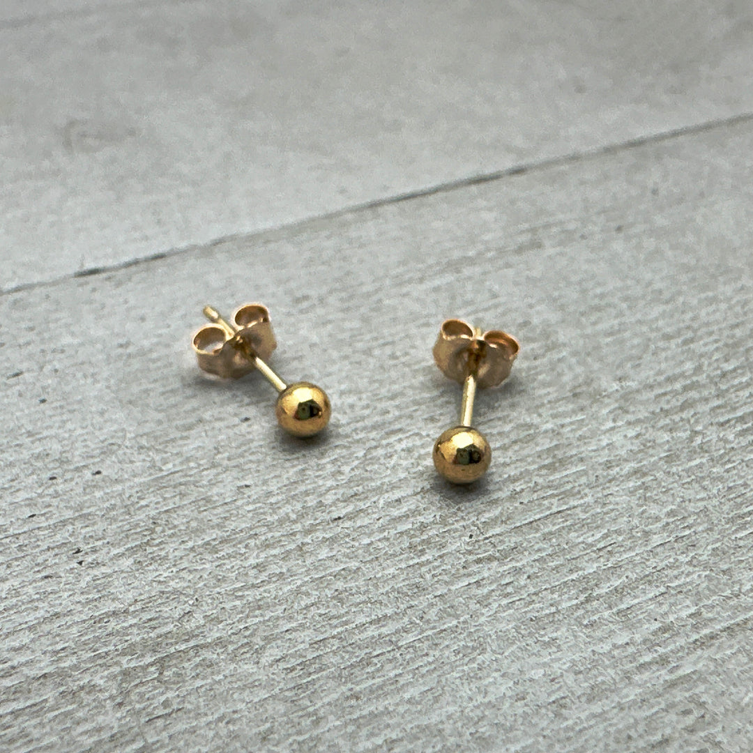 Gold Ball Stud Earrings - 14K Yellow Gold Fill - Minimalist Posts - Jewelry Gift for Him or Her - SunlightSilver