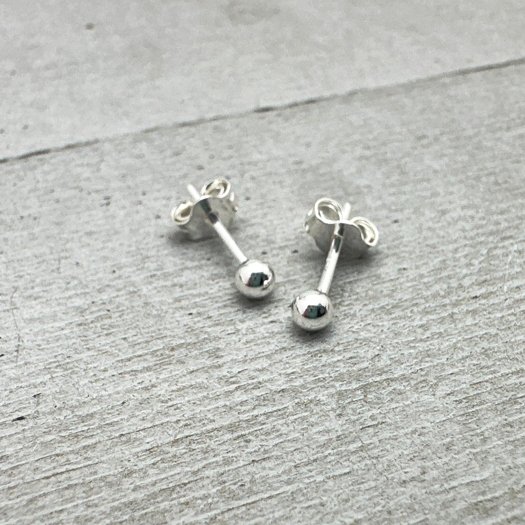 Ball Stud Earrings in Solid 925 Sterling Silver - SunlightSilver