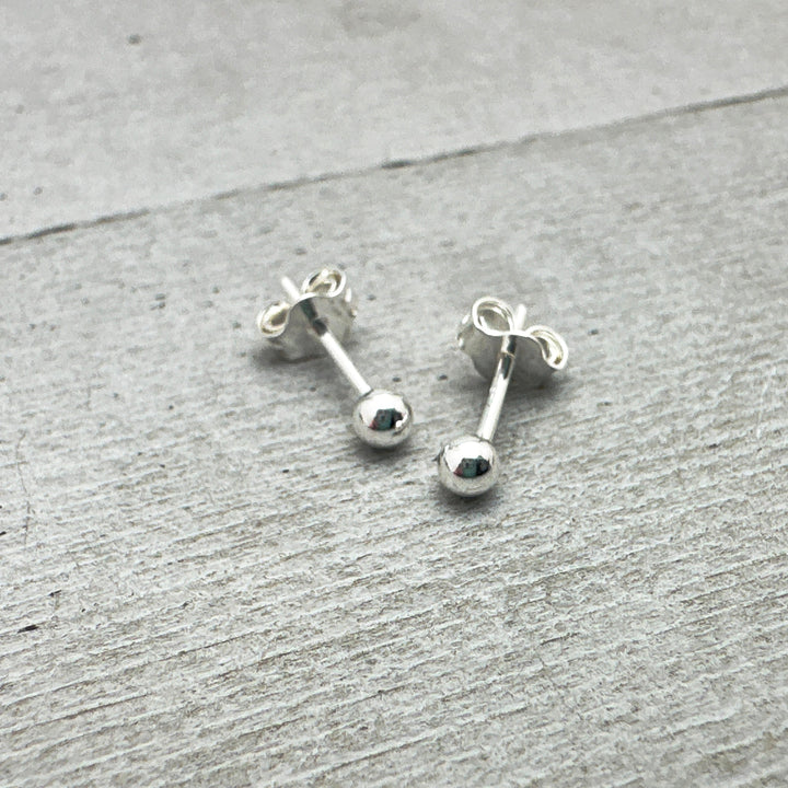 Ball Stud Earrings in Solid 925 Sterling Silver - SunlightSilver