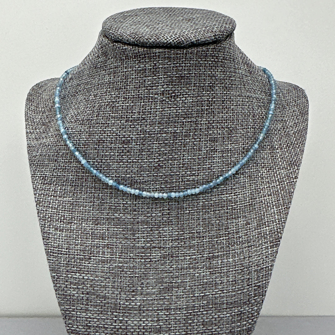 Faceted Beaded Aquamarine and Sterling Silver Silver Necklace - SunlightSilver