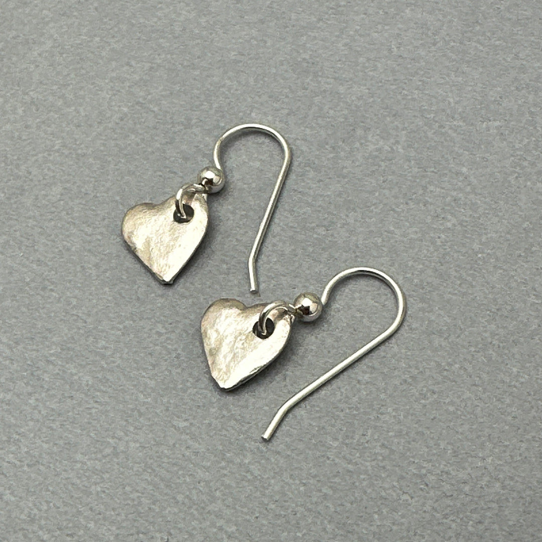 Silver Heart Charm Earrings Solid 925 Sterling Silver - SunlightSilver