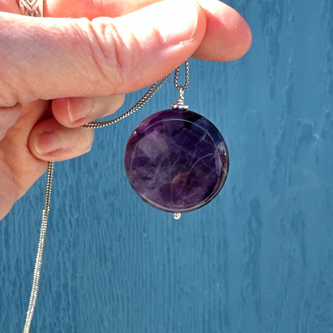 Amethyst Crystal Sterling Silver Necklace - SunlightSilver