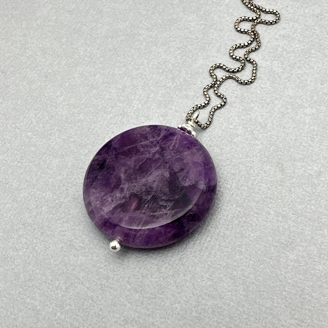 Amethyst Crystal Sterling Silver Necklace - SunlightSilver