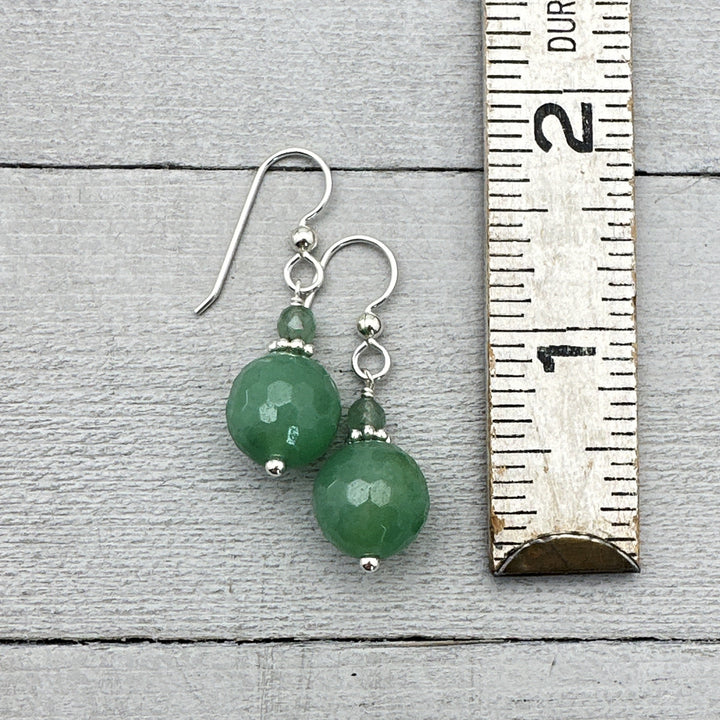 Green Aventurine and Solid 925 Sterling Silver Earrings - SunlightSilver