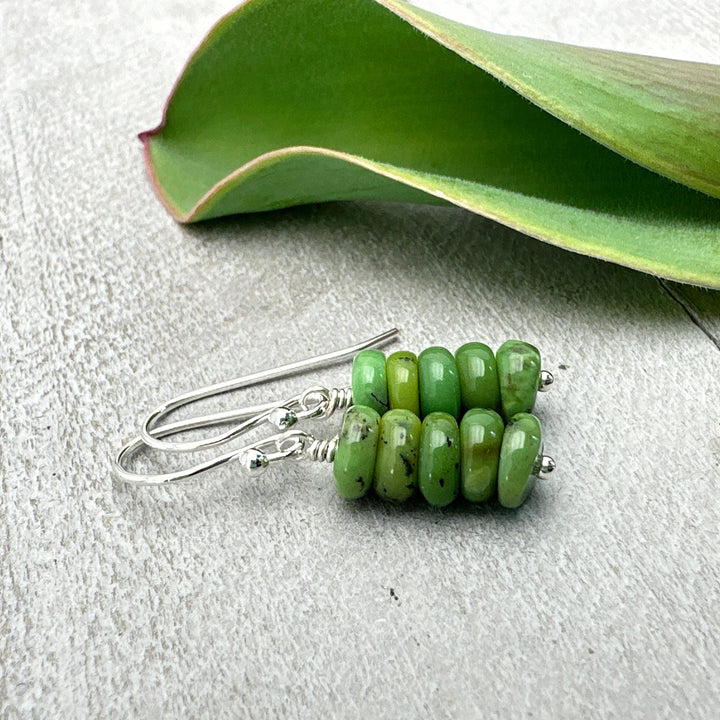 Green Chrysoprase and Solid 925 Sterling Silver Earrings - SunlightSilver