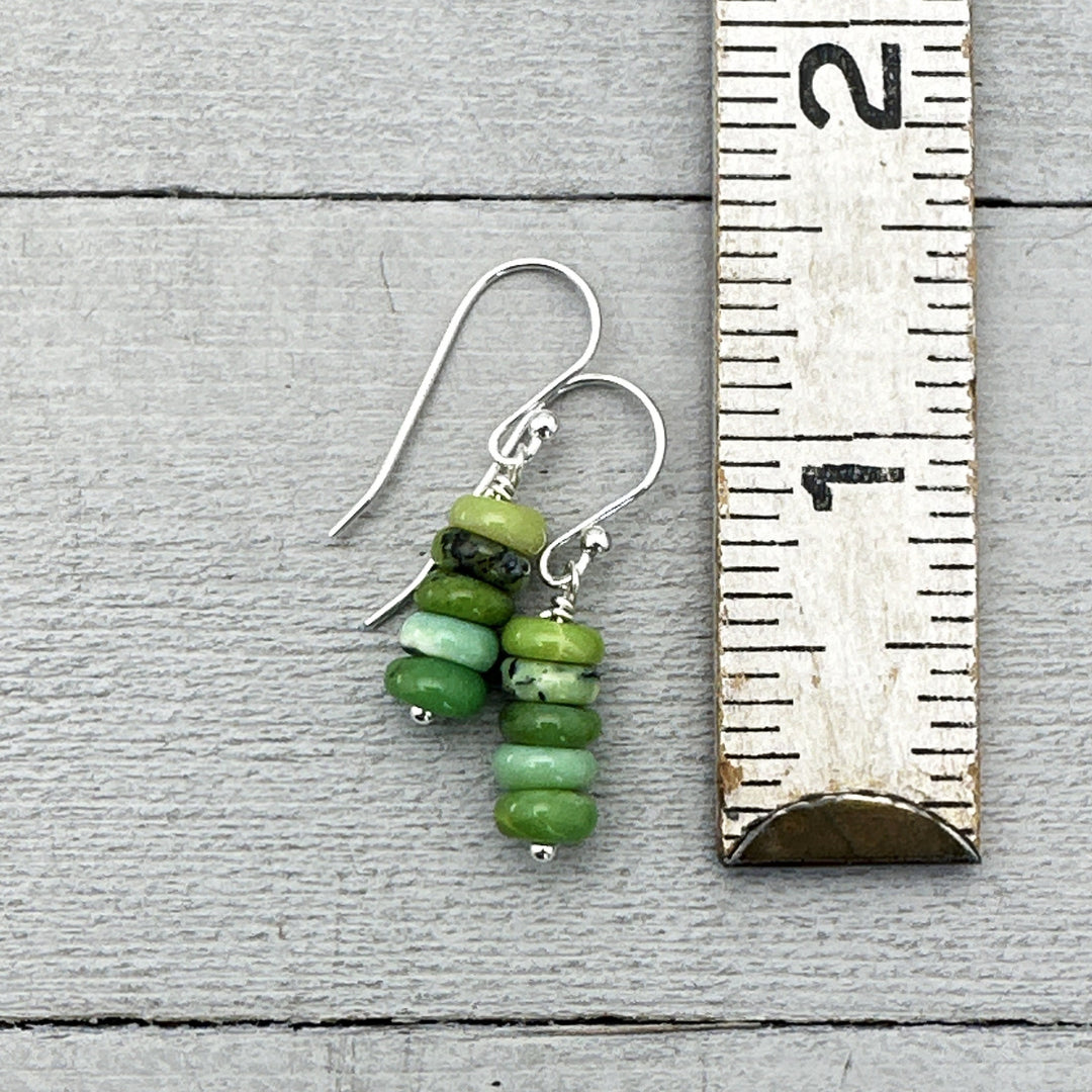 Green Chrysoprase and Solid 925 Sterling Silver Earrings - SunlightSilver