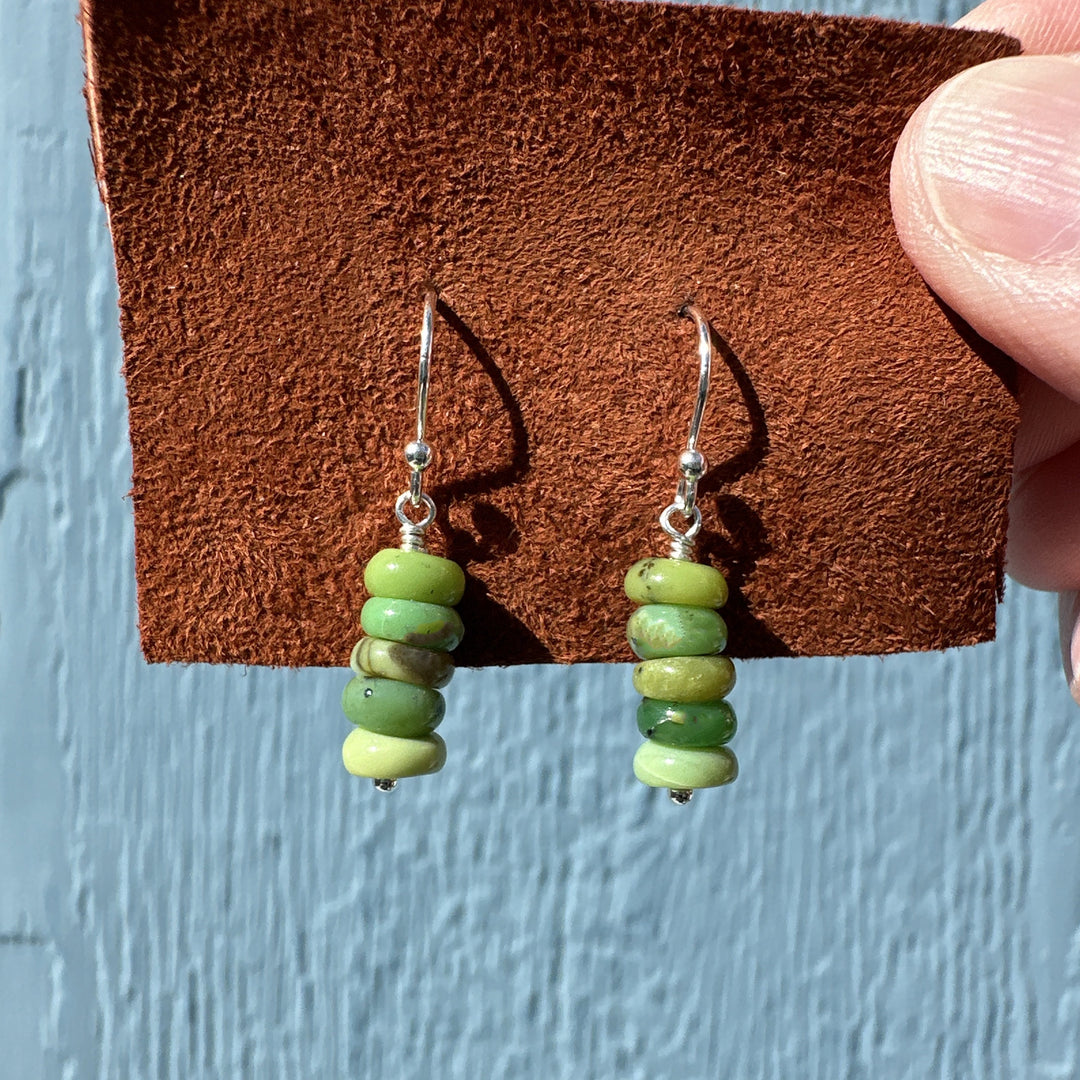 Green Chrysoprase and Solid 925 Sterling Silver Earrings - SunlightSilver