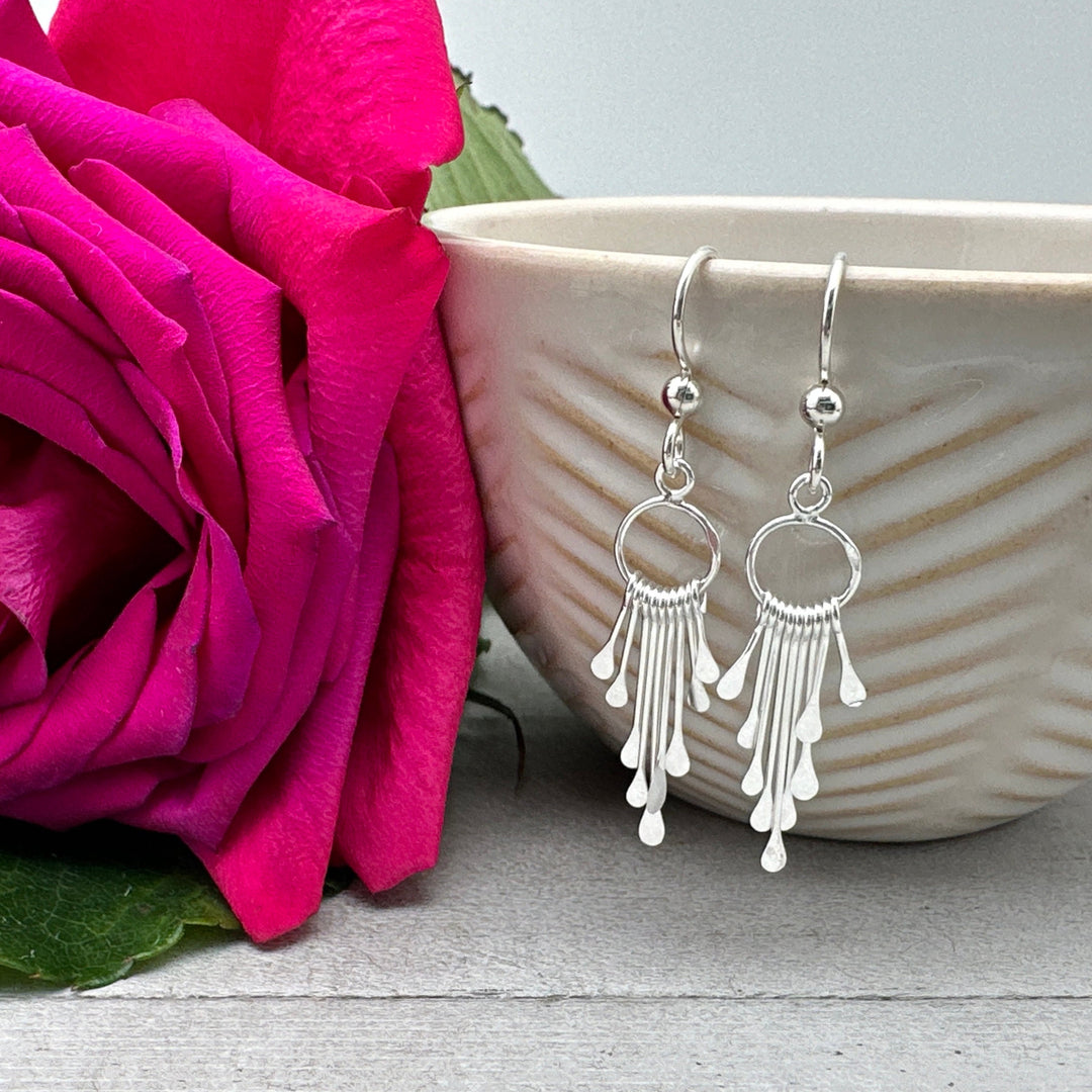 Sterling Silver Sunburst Tassel Earrings - SunlightSilver