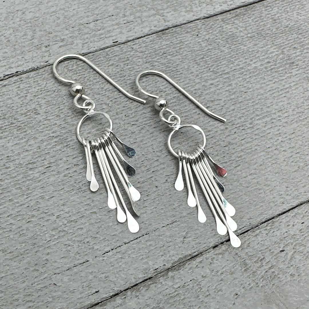 Sterling Silver Sunburst Tassel Earrings - SunlightSilver