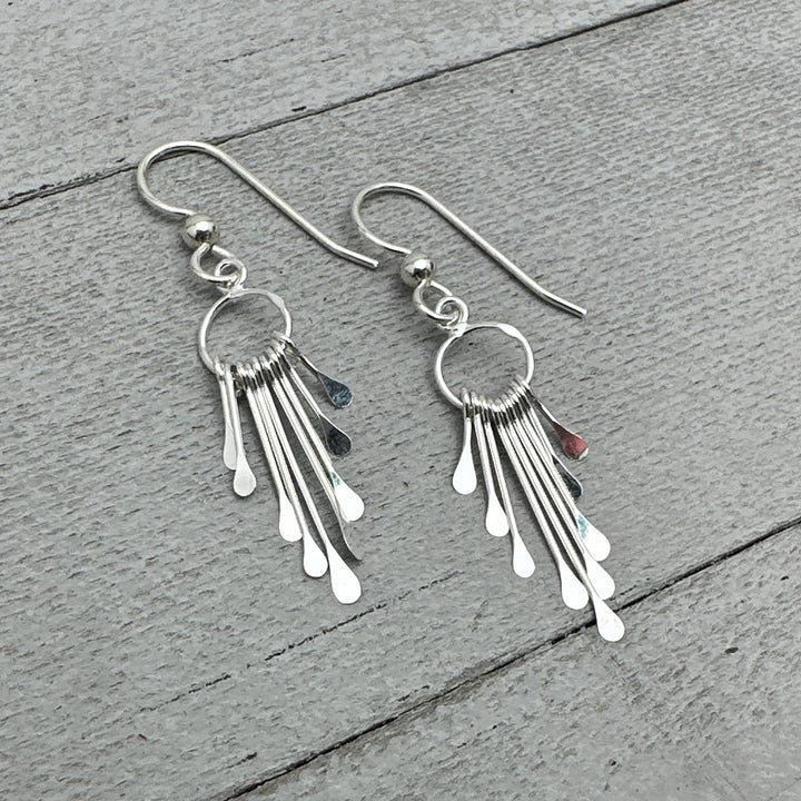 Sterling Silver Sunburst Tassel Earrings - SunlightSilver