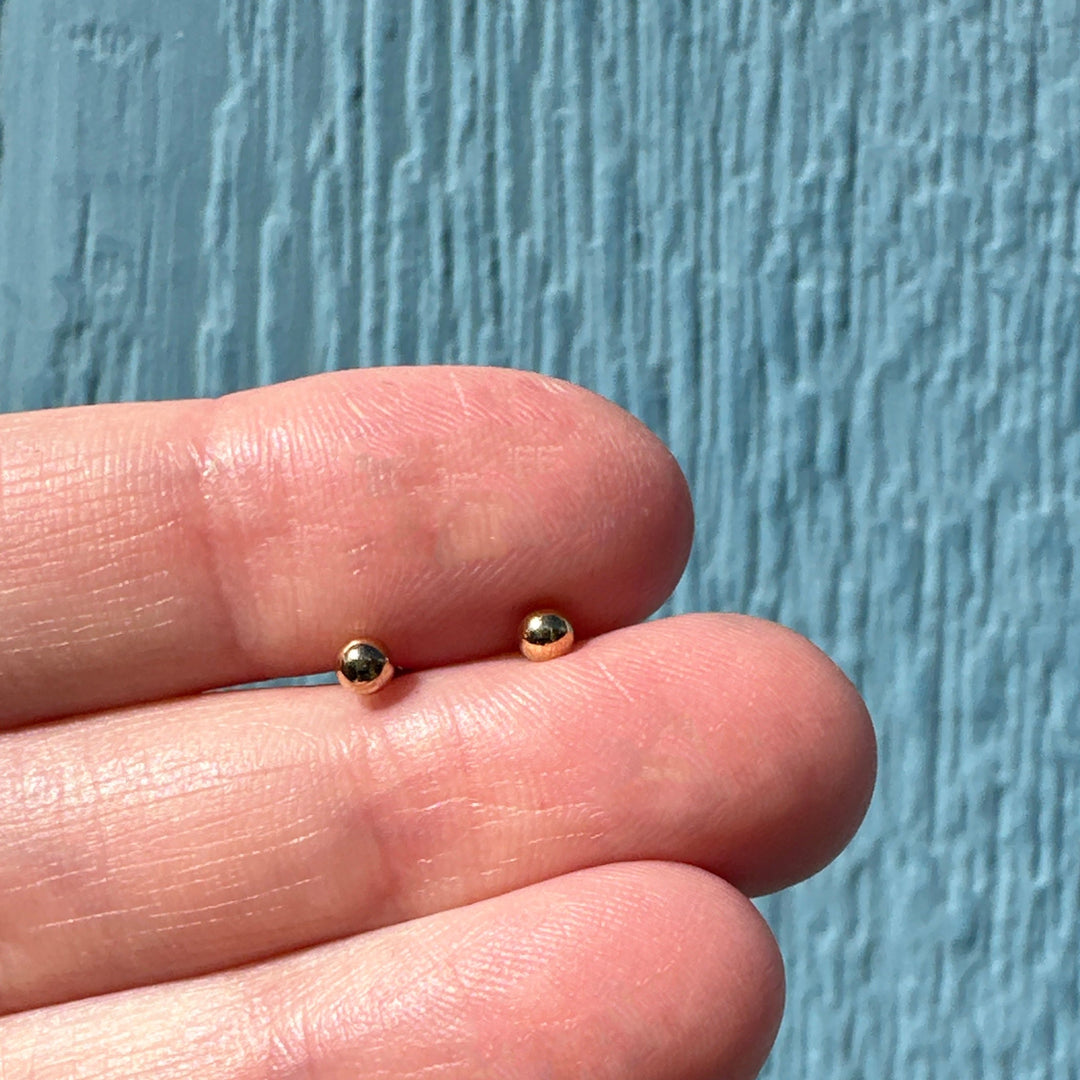 Gold Ball Stud Earrings - 14K Yellow Gold Fill - Minimalist Posts - Jewelry Gift for Him or Her - SunlightSilver