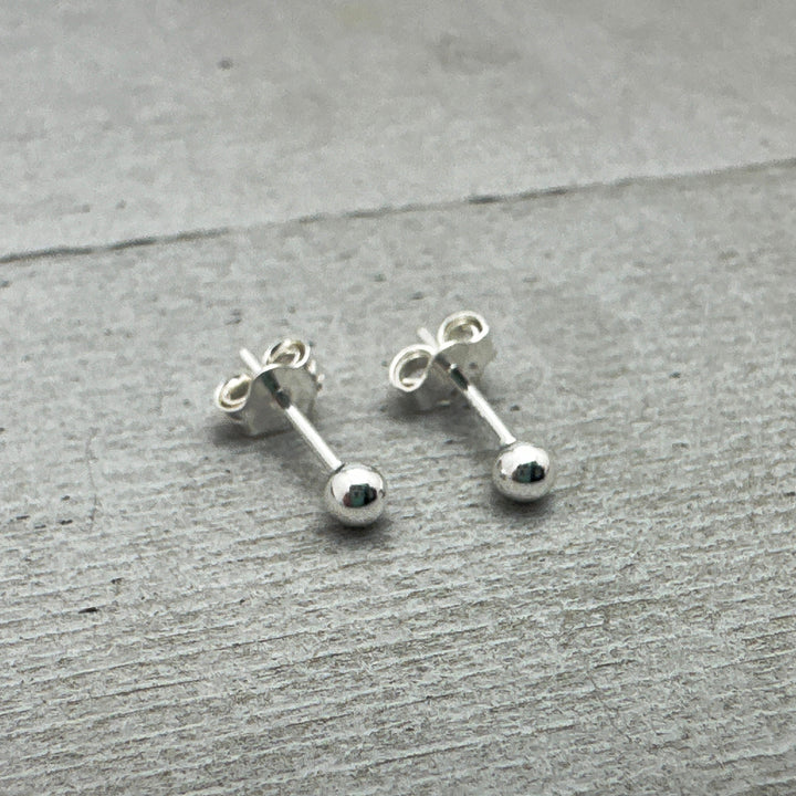 Ball Stud Earrings in Solid 925 Sterling Silver - SunlightSilver