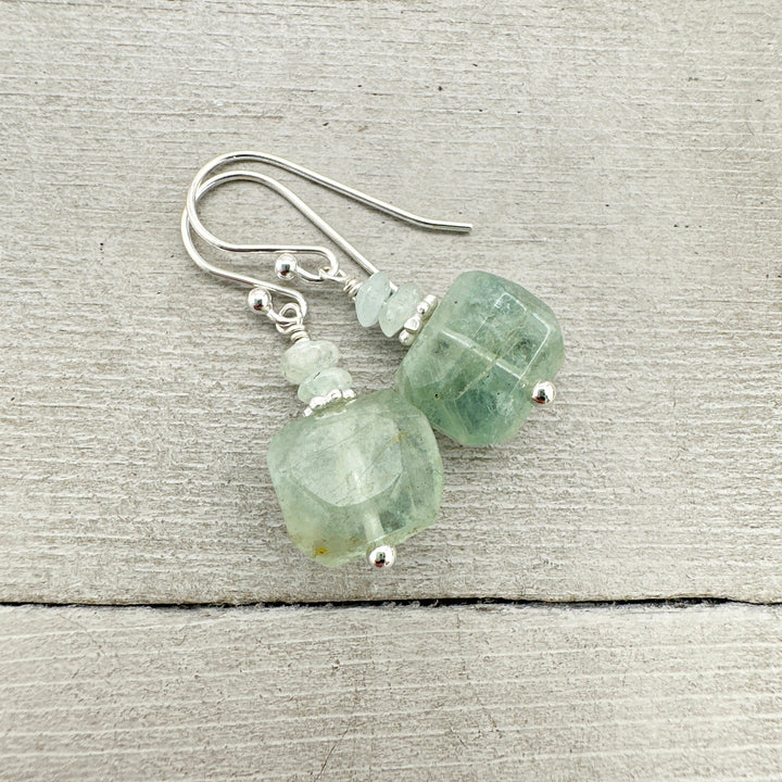Moss Aquamarine and Sterling Silver Earrings - SunlightSilver