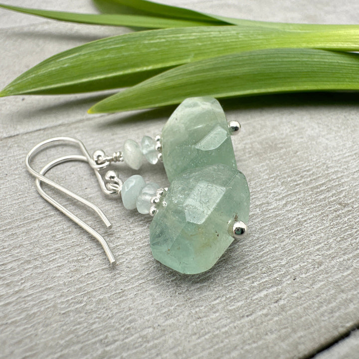 Moss Aquamarine and Sterling Silver Earrings - SunlightSilver