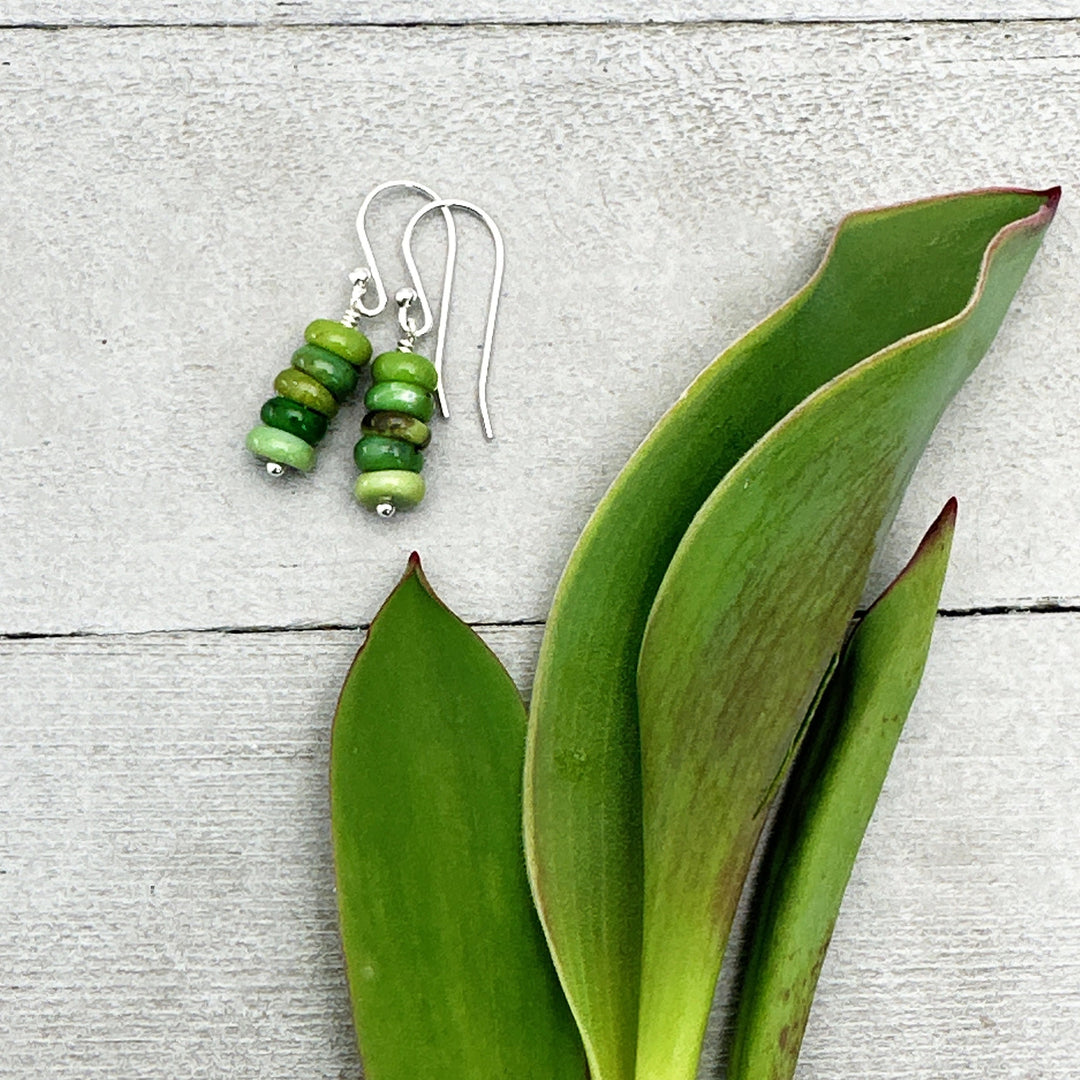 Green Chrysoprase and Solid 925 Sterling Silver Earrings - SunlightSilver