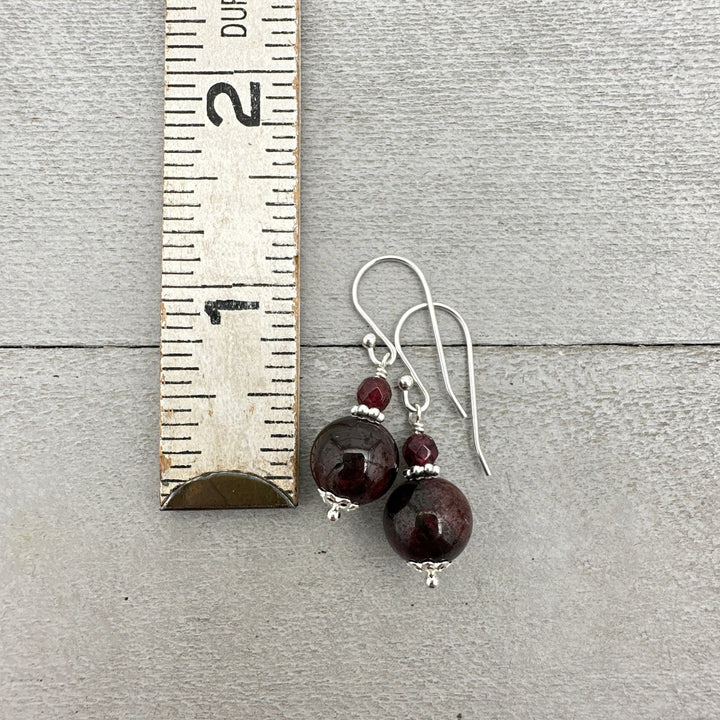 Garnet and Solid 925 Sterling Silver Earrings - SunlightSilver