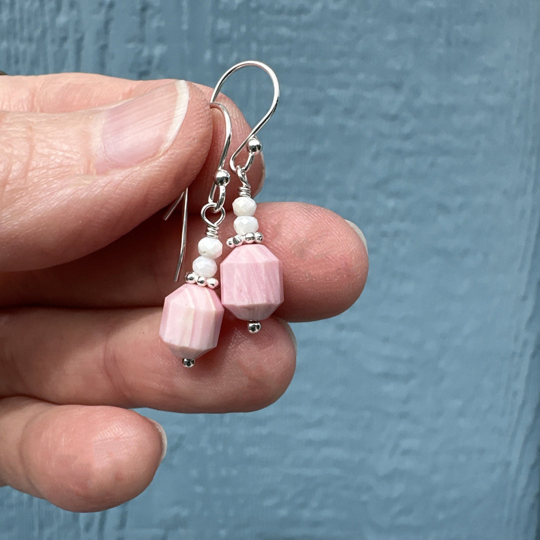 Pink Queen Conch Shell and Solid Sterling Silver Earrings - SunlightSilver