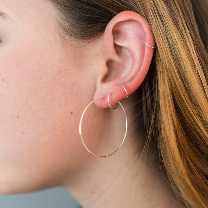 Freshwater Peacock Pearl and 14K Rose Gold Fill Hoop Earrings - SunlightSilver