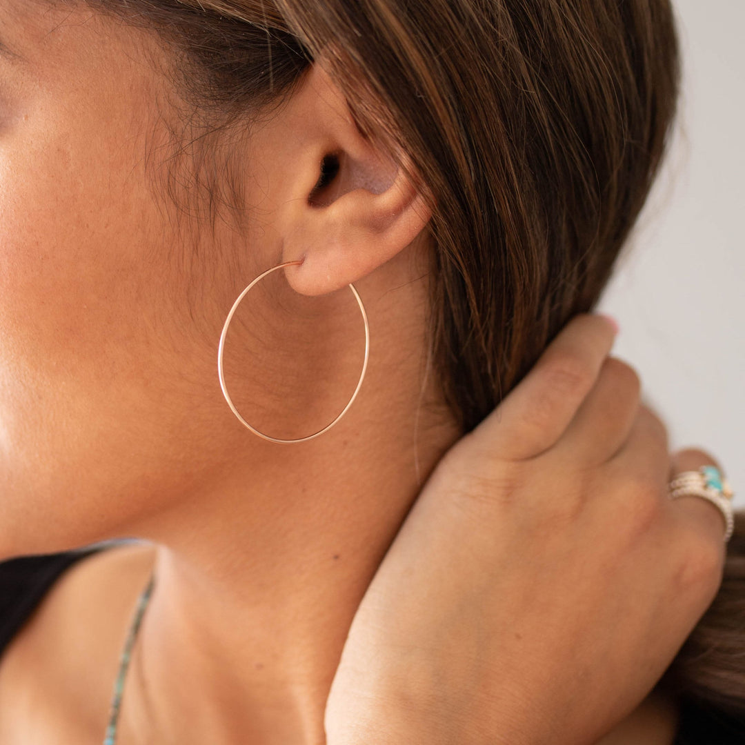 Freshwater Peacock Pearl and 14K Rose Gold Fill Hoop Earrings - SunlightSilver