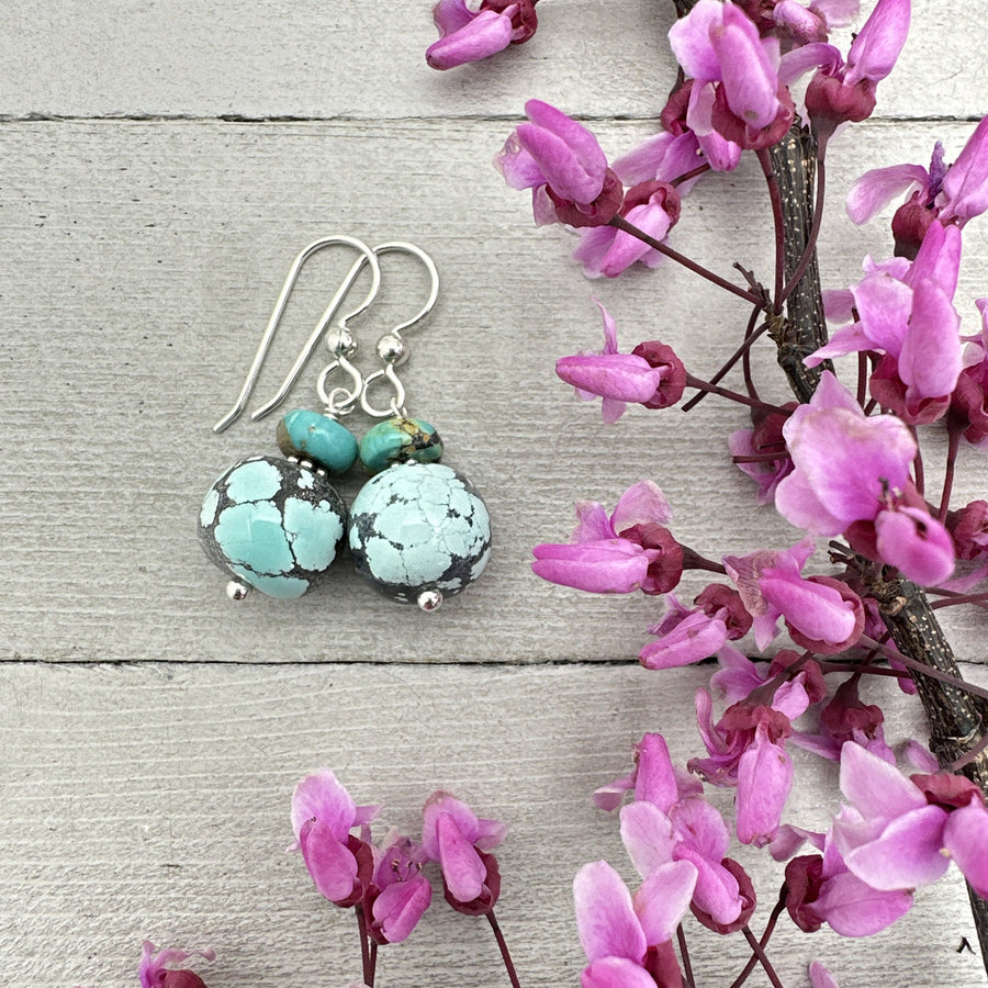 Natural Turquoise and Sterling Silver Earrings - SunlightSilver