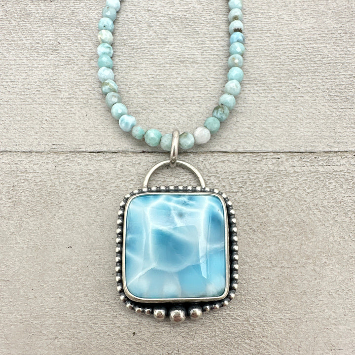 Larimar Necklace and Solid 925 Sterling Silver Silver AAA - SunlightSilver