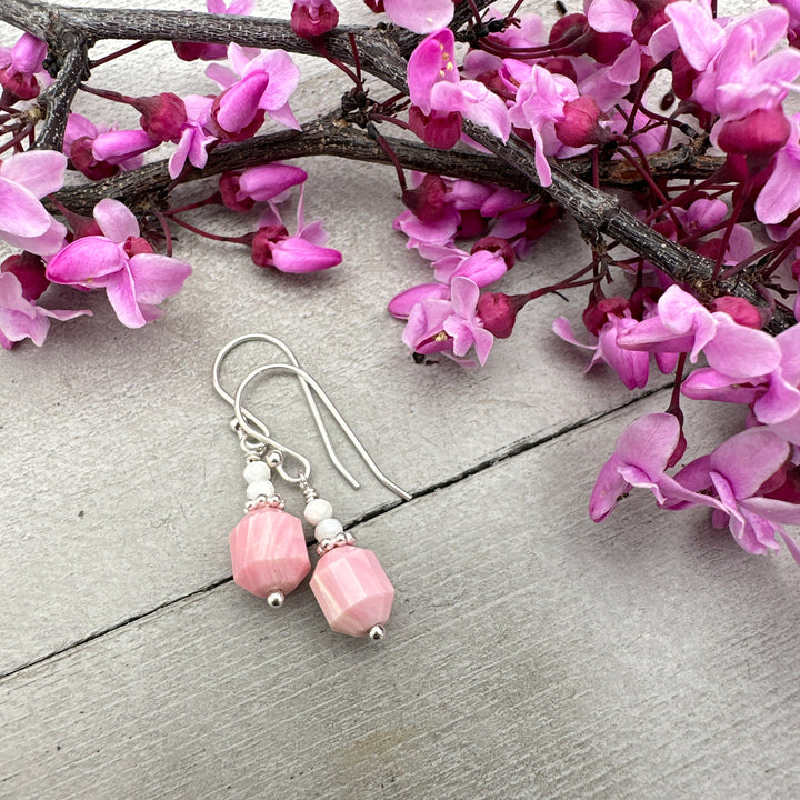 Pink Queen Conch Shell and Solid Sterling Silver Earrings - SunlightSilver
