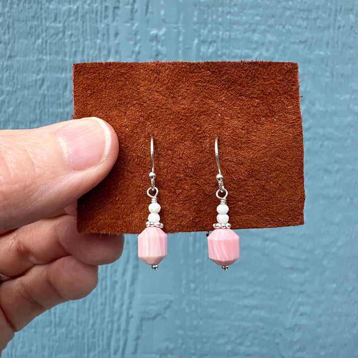 Pink Queen Conch Shell and Solid Sterling Silver Earrings - SunlightSilver