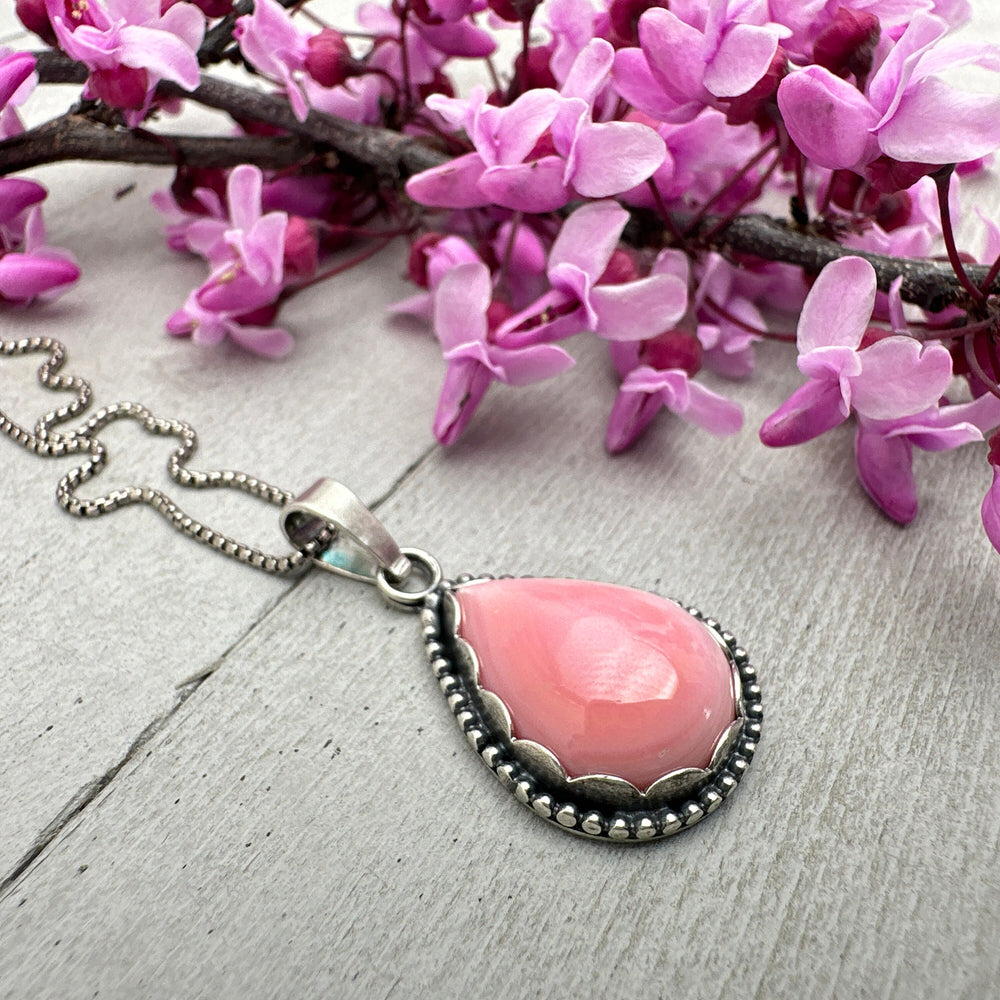 Pink Queen Conch Shell and Sterling Silver Pendant - SunlightSilver