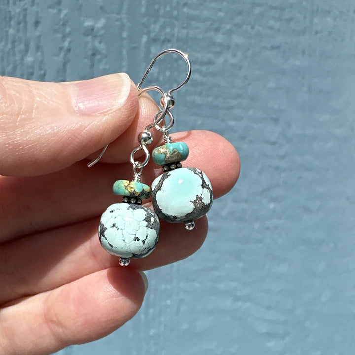 Natural Turquoise and Sterling Silver Earrings - SunlightSilver