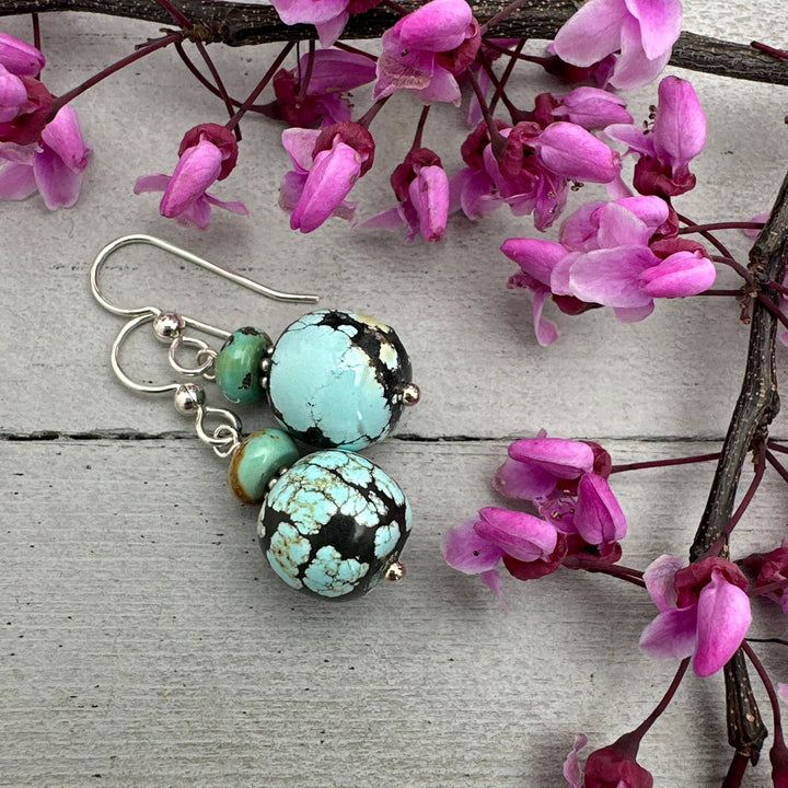 Natural Turquoise and Sterling Silver Earrings - SunlightSilver