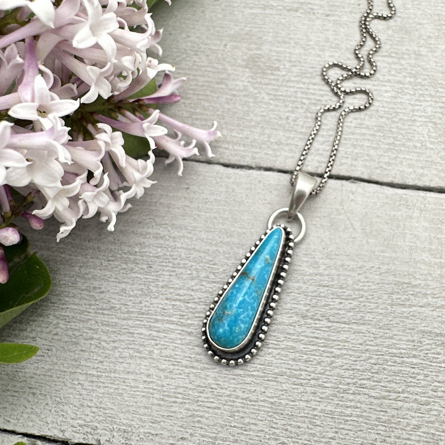 Turquoise Mountain and Sterling Silver Drop Necklace - SunlightSilver