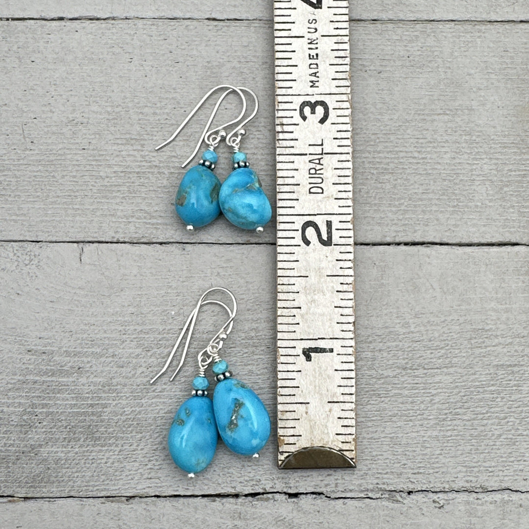 Kingman Turquoise Nugget and Sterling Silver Earrings - SunlightSilver