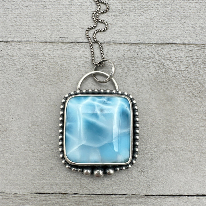 Larimar Necklace and Solid 925 Sterling Silver Silver AAA - SunlightSilver